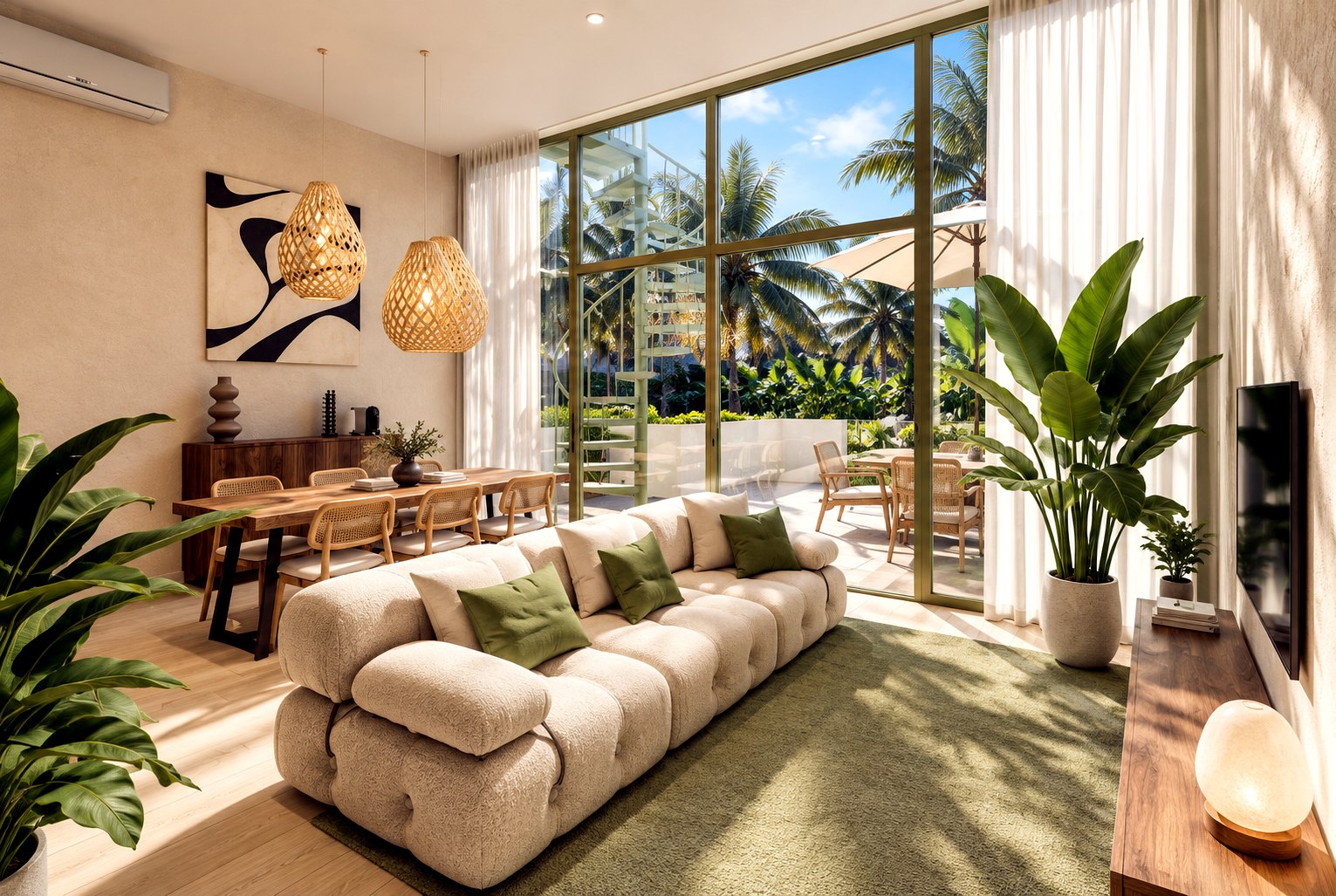 Villa Oasis living room, mezzanine