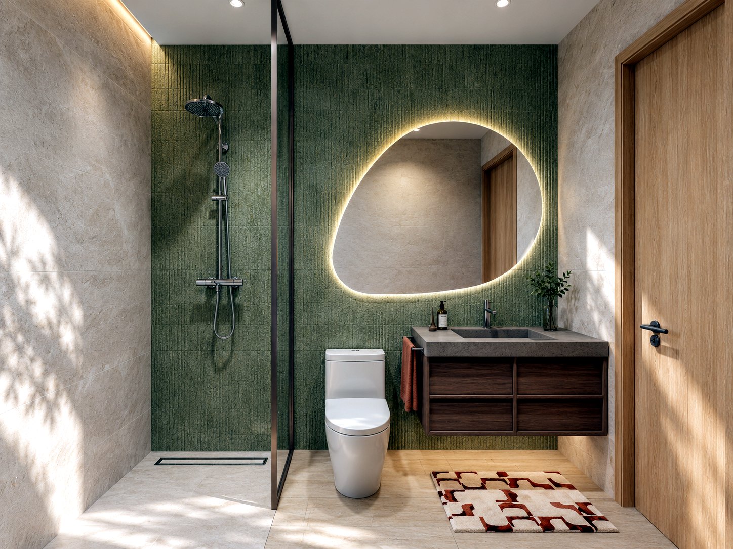 Villa Oasis bathroom, green tile