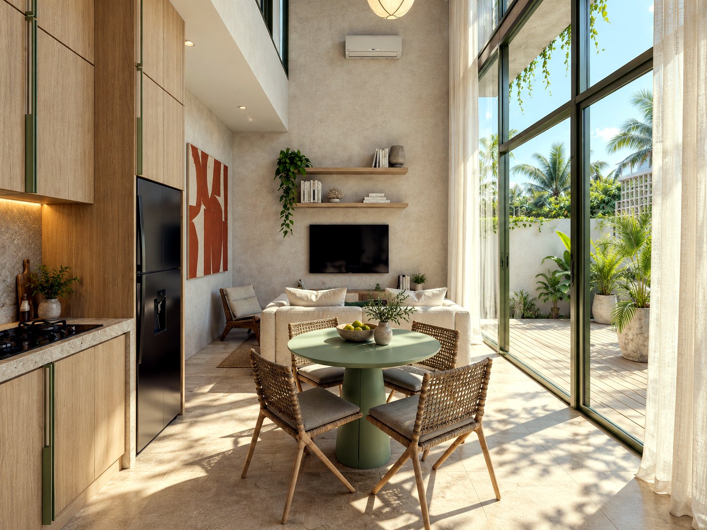 Villa Oasis double-height living room