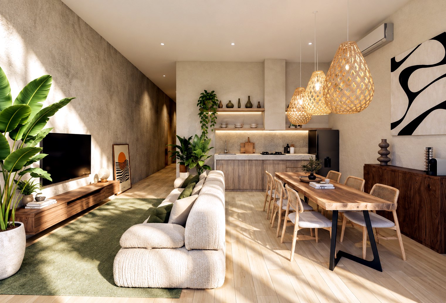 Villa Oasis dining and pendant lighting
